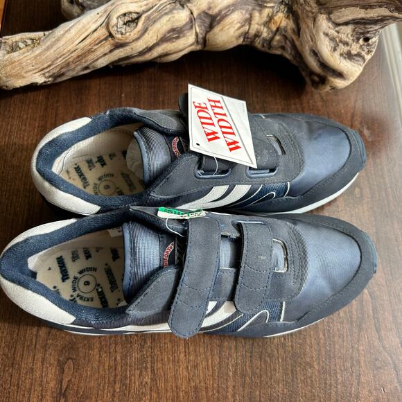 VTG 80s Trax Sneakers NWT Deadstock Navy White Hook & Loop Straps Wide Sz 9 - Picture 5 of 12